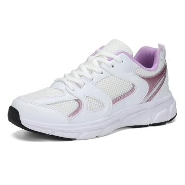Imagem de Santiro Tênis de caminhada feminino, casual, para corrida, confortável, tênis, Roxo, vermelho, branco, 38