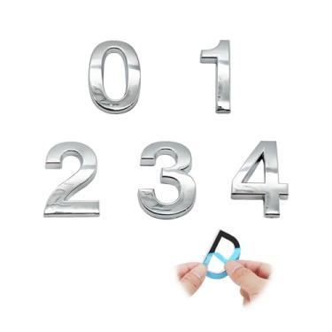 Imagem de NumRealm Número da casa, números de caixa de correio de porta, endereço à prova d'água 3D, casa, apartamento, hotel, sinalização, prata - 0 a 4