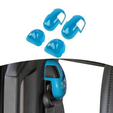 Imagem de JOSHELA Capa de acabamento de cinto de segurança azul claro para Jeep Wrangler JL JLU 2018+ para Gladiator JT 2020-Present ABS Acessórios interiores 4 peças