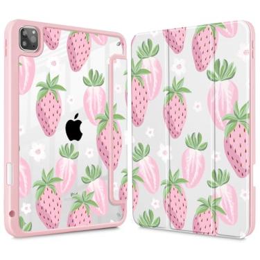 Imagem de May Chen Para iPad Pro 11 polegadas M2 4ª geração 2022, iPad Pro 11 3ª/2ª/1ª geração, suporte de lápis integrado com capa à prova de choque, capa traseira transparente transparente, despertar/hibernar