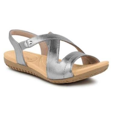 Imagem de Sandália Rasteira Feminina Elástico Prata Aço Usaflex R1804-Feminino