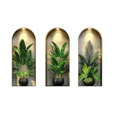 Imagem de Adesivos De Parede 3D Realistas De Plantas Em Aquarela, Folhas De Vide