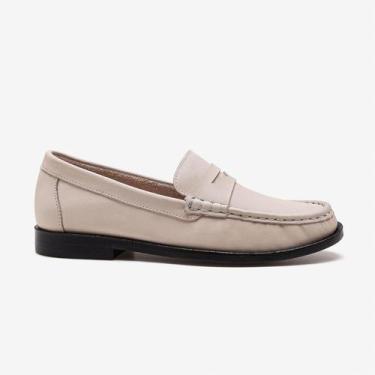 Imagem de Mocassim Feminino Cora Couro Off White - Democrata, 37
