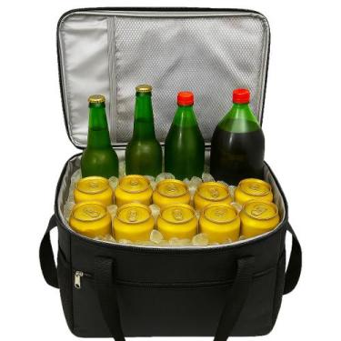 Imagem de Bolsa Térmica Preta Grande 30 Litros Resistente para Praia Camping Pes
