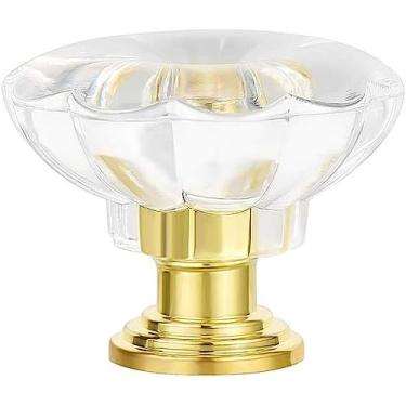 Imagem de BAZAC Puxadores de vidro, puxadores de porta de armário com gaveta de diamante de 28 mm puxadores de porta de vidro com parafusos para casa, cozinha e escritório - Gold1 unidade