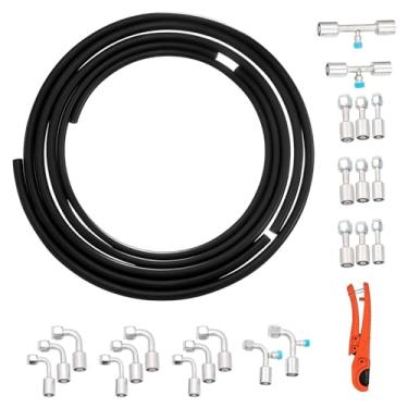 Imagem de 26 peças de mangueira CA e kit de encaixe, kit de reparo de linha de mangueira de ar condicionado de 2,5 m, inclui mangueiras #6#8#10 e acessórios variados com cortador para carro, caminhão, trailer