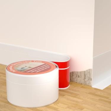 Imagem de Acabamento de moldagem de rodapé flexível autoadesivo – Base de parede de vinil de 20 pés para paredes curvas e pisos irregulares, proteger ou decorar apartamentos, cozinha, paredes de banheiro