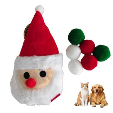 Imagem de Fengruity Brinquedo de pelúcia de Natal Papai Noel – Brinquedo de mastigar para cães e gatos, brinquedo interativo de pelúcia curto festivo com enchimento de algodão PP, brinquedo de mastigar de Natal