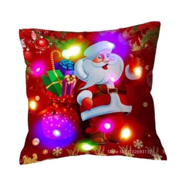 Imagem de Capa De Almofada LED De Natal Com Papai Noel, Quadrada, Para Sofá, Dec