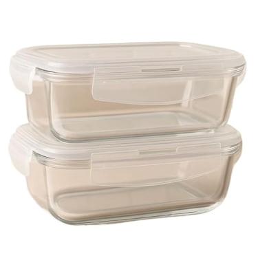 Imagem de Conjunto 2 Potes de Vidro Hermético Retangular 640ml com Tampa 4 Travas Alta Vedação