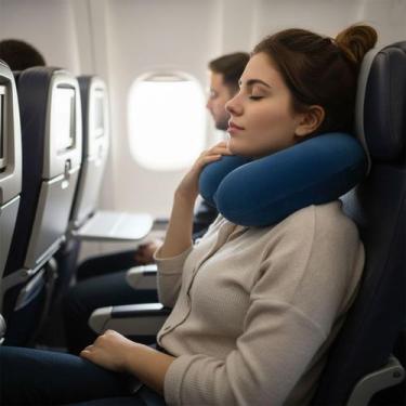 Imagem de Travesseiro De Pescoço Adulto Tecnologia Tipo Nasa P/ Viagem - Tibaby,