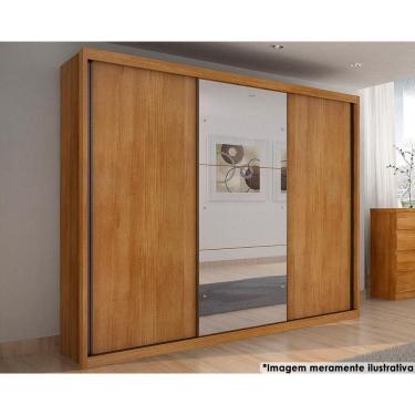 Imagem de Guarda Roupa Casal 3 Portas de Correr e 6 Gavetas c/ Espelho Paradizzo Gold Freijo Cumaru - Novo Horizonte