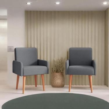 Imagem de Poltrona Rebeka De Veludo Luxo Sala Quarto Recepção Pés De Madeira - B