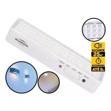 Imagem de Luminaria Emergencia Blumenau 30 Leds 1w Branco - Bivolt