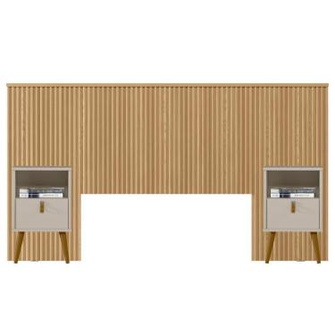 Imagem de Kit Cabeceira Casal 240cm Com Mesa De Cabeceira Carvalho