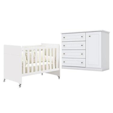 Imagem de Berço Americano Evolution 4 em 1 Branco Acetinado Reller e Cômoda Amer