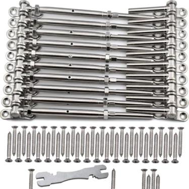 Imagem de Lulultn Kit de ferragem de cabo de aço inoxidável, 10 pares, para sistema de trilhos de cabo 3/16, ângulo ajustável, grau marítimo T316