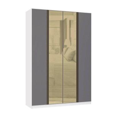Imagem de Guarda Roupa 4 Portas 3 Gavetas 159,2 Cm Com Vidro Reflecta Bronze Prime Luciane Móveis