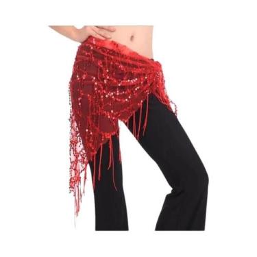 Imagem de Cinto De Dança Do Ventre Feminino De 140cm Com Lantejoulas E Franjas E