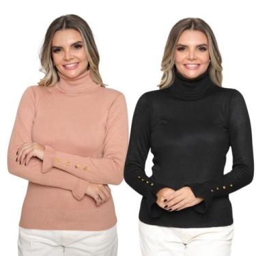 Imagem de Kit 2 Blusas Trico Manga longa com Botão Casual Inverno - GIP, Nude, P
