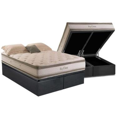 Imagem de Cama Box Baú King: Colchão Molas Masterpocket Ensacadas Herval Confortclass Big Class Df + Base Crc Suede Gray (193x203)