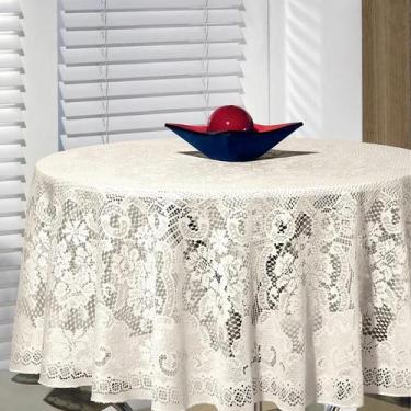 Imagem de Toalha De Mesa Rendada Redonda Beija Flor 1,60 4 Lugares