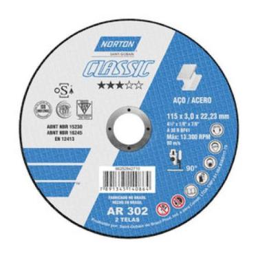 Imagem de Disco De Corte Metal Classic 4,5'' Norton Para Cortes E Desbastes - Sku 9459