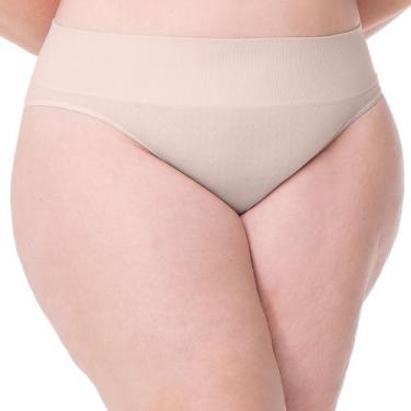 Imagem de Calcinha Tanga Jacquard Cós Alto sem Costura Leve Trama Nude Rosado - 