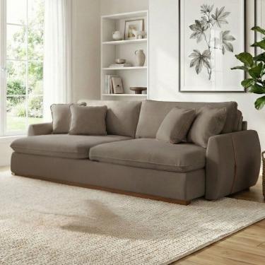 Imagem de Sofá Cama 2 Lugares Retrátil Reclinável 210cm Veludo com Molas Ensacadas Apolo Marrom