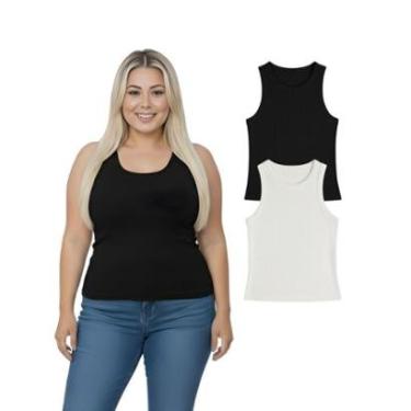 Imagem de Kit Com 2 Regatas Ribana Feminina Plus Size-Feminino