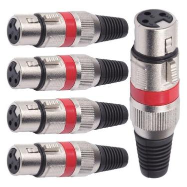 Imagem de Conector Xlr Femea Linha Vermelho Corpo Metalico Storm 05 Unidades