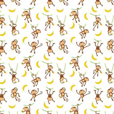 Imagem de Papel De Parede Macacos E Bananas Autocolante Lavavel Sala