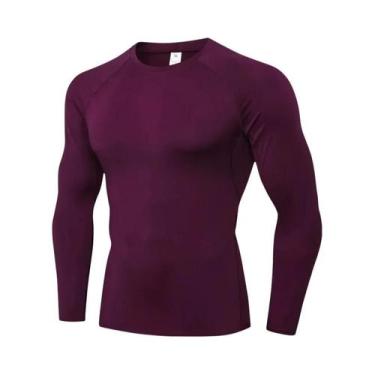 Imagem de Camiseta De Compressão Masculina De Manga Longa Para Treino, Camada Ba