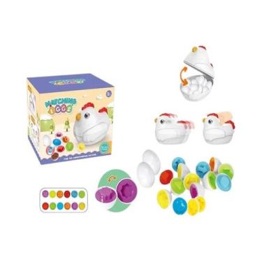 Imagem de Brinquedo Sensorial Montessori De Galinha Com Ovos De Encaixe Colorido