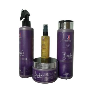 Imagem de Kit Banho De Seda Mais Reparador Serum Ouro 4 Itens - ALPHAHALL
