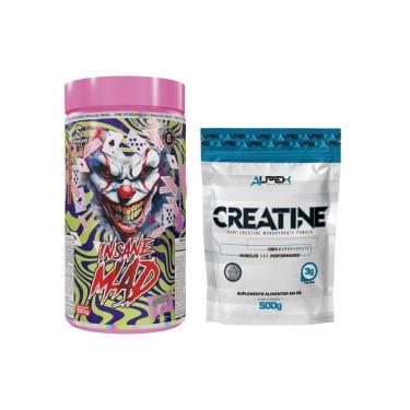 Imagem de Kit Pré Treino Insane Mad 350g Demons Lab + Creatina 500g Alpex-Unissex