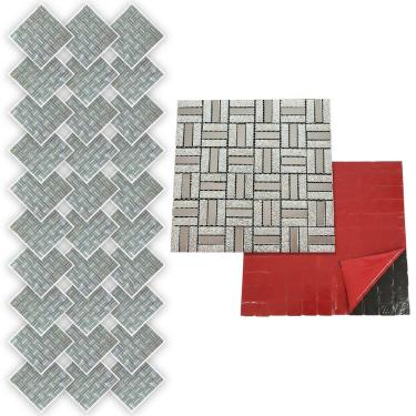 Imagem de Pastilha De Vidro Adesiva Kit 30 Uni Parede Cozinha Lavabo Banheiro Sala Decorativa Moderna Requintado Facil Aplicacao
