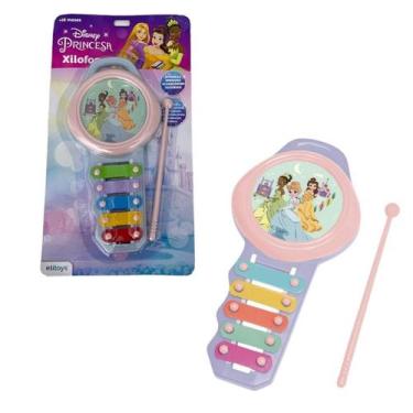 Imagem de Xilofone Brinquedo Princesas Disney Cinderela Bela Tiana, Rosa