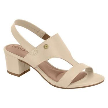 Imagem de Sandália Beira Rio Feminina Salto Bloco Médio Conforto Original -, Cre
