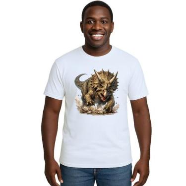 Imagem de Camiseta Dinossauro Tricerátops Estampa Personalizada - Use P4, Branco