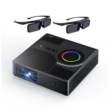 Imagem de Projetor a laser portátil NexiGo Nova Mini com óculos 3D, Google TV, 1200 lumens, 1080p, tela até 150" 110V