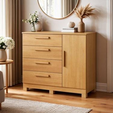 Imagem de Cômoda para Quarto 4 Gavetas e 1 Porta Sapateira Flora Cinamomo