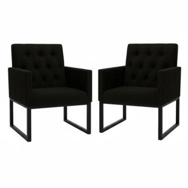 Imagem de Kit 2 Poltronas para Recepção Thais com Base de Ferro Preto Resistente