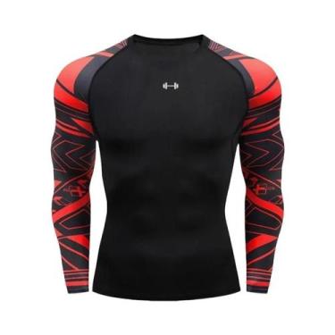 Imagem de Camiseta De Compressão Masculina De Manga Longa Para Academia, Secagem