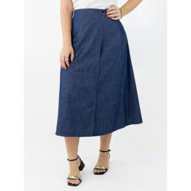 Imagem de Saia Feminina Midi Jeans Soft Envelope Alta Evasê Anticorpus-Feminino