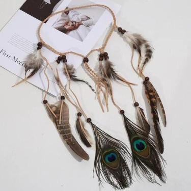 Imagem de Tiara de penas falsas estilo boho, estilo hippies, acessórios de cabel