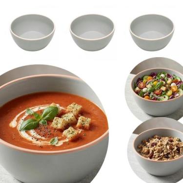 Imagem de Tigela Para Sopas E Cereais Bowl Cumbuca 800ml 3 Unidades Cinza Claro 