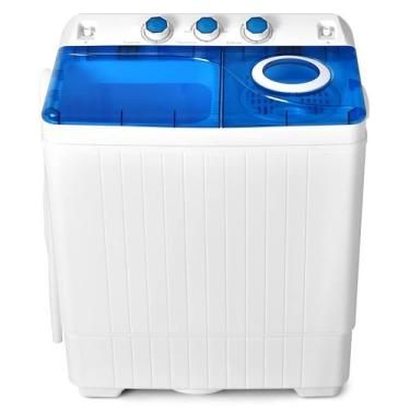 Imagem de Máquina de lavar portátil COSTWAY 2 em 1 Twin Tub 26 libras azul, 110V