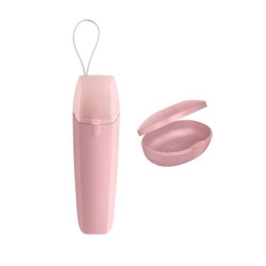 Imagem de Kit Higiene Porta escova de dente + saboneteira Ou Linha Soft, Rosa Qu