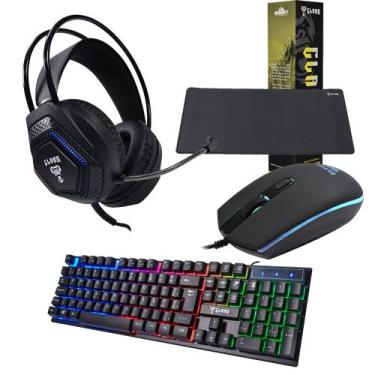 Imagem de Kit Gamer Com Teclado Mouse Headset Mouse Pad SET001 - CLANM